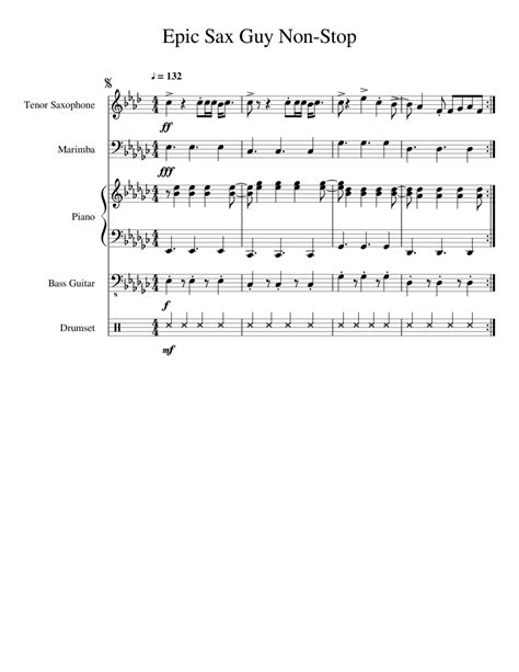 Epic Sax Guy Non Stop sheet music for Piano, Tenor Saxophone ...