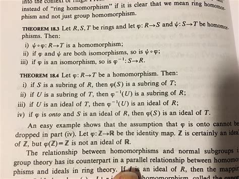 Solved instead of “ring homomorphism” if it is clear that we | Chegg.com