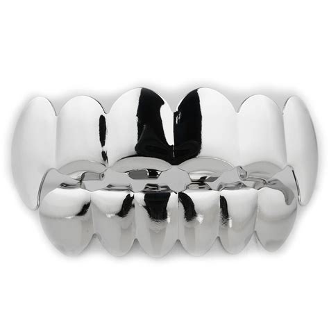 14k Silver Vampire Fang Grillz | Hip Hop Grills | Niv's Bling