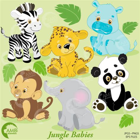 Baby Safari Animals Clipart, Jungle Baby Graphic by SArtPrint · Creative Fabrica - Clip Art Library