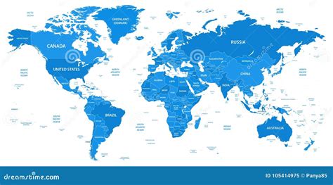 World Map With Countries Borders. Cartoon Vector | CartoonDealer.com #162915677