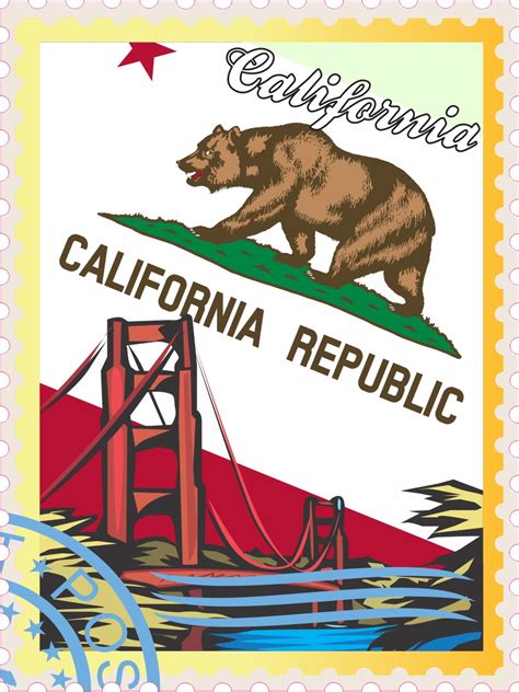 3in x 4in California Stamp Vinyl Sticker