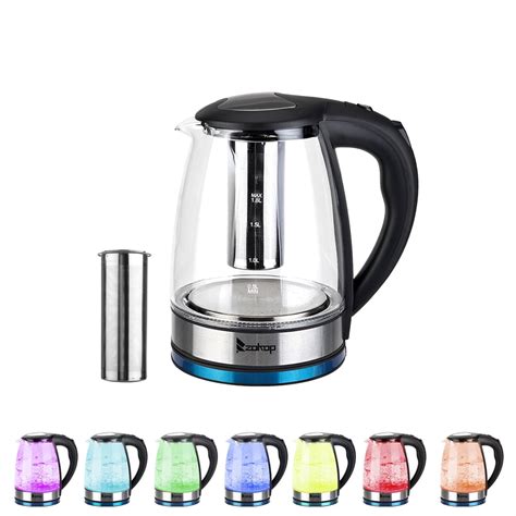 Zimtown 1.8L Electric Kettle Glass Kettle with Removable Tea Infuser, Fast Boiling, Colorful ...