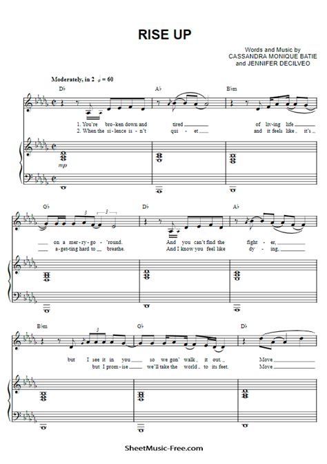 Rise Up Sheet Music Andra Day | Sheet music, Piano sheet music free, Music