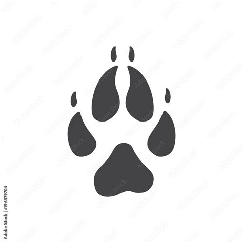 Vector illustration. Fox Paw Prints Logo. Black on White background. Animal paw print with claws ...