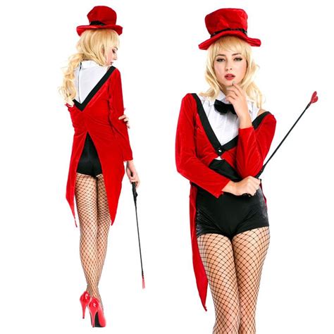 2016 Halloween Cosplay Luxury Caster Costume Red Tuxedo Magician Adult Women Queen Party Set ...