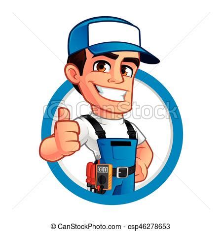 Electrician. Vector illustration of an electrician, he wears work clothes. | CanStock