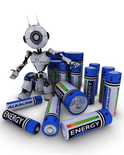 Robot with batteries stock illustration. Illustration of energy - 61583701