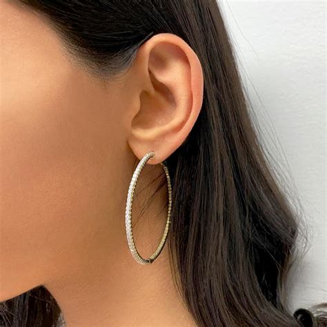 Unique X-Large Diamond Hoop Earrings 14k Yellow Gold (3.00ct) - IE257