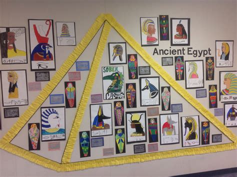 Ancient Egypt Bulletin Board. Oil profiles, colorful mummies, & hieroglyphs using ink stamping ...