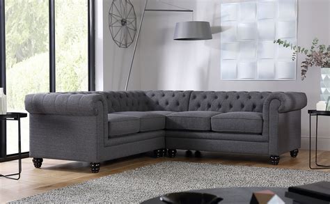 Hampton Slate Fabric Chesterfield Corner Sofa | Furniture Choice