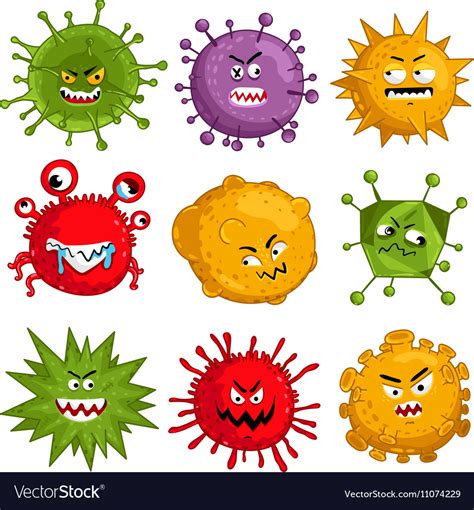 Cartoon viruses characters isolated Royalty Free Vector