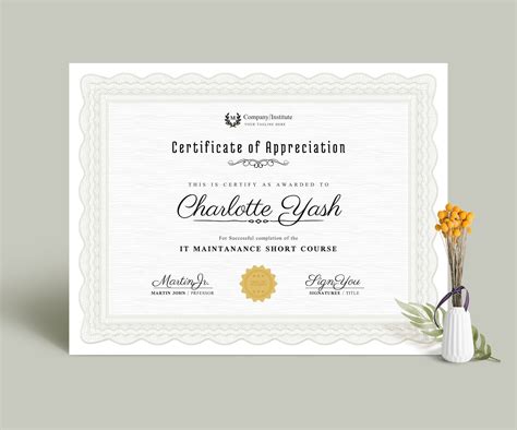 Canva Certificate of Appreciation Template Minimalist Course ...