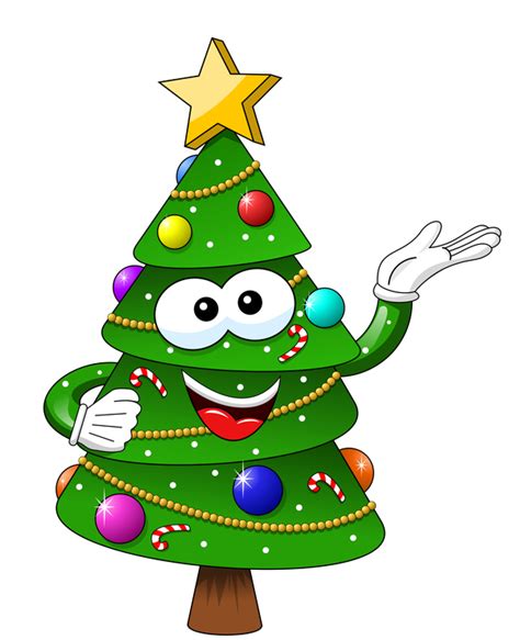 Funny cartoon christmas tree vector 06 free download