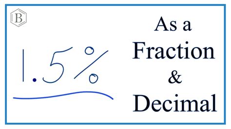 Write 1.5 Percent (1.5%) as a Fraction, Decimal, and Ratio - YouTube