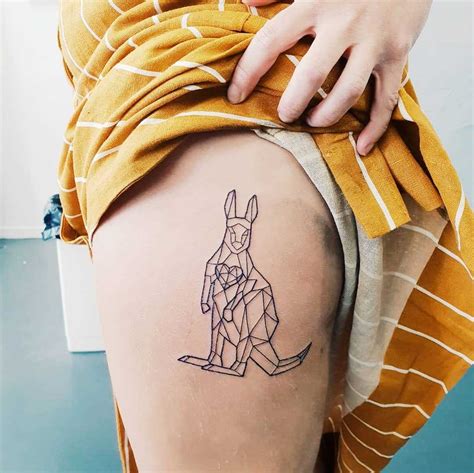 Polygonal kangaroo tattoo by Michael Bak - Tattoogrid.net