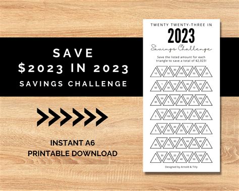 Save 2023 in 2023 Savings Challenge A6 Printable PDF - Etsy Sweden