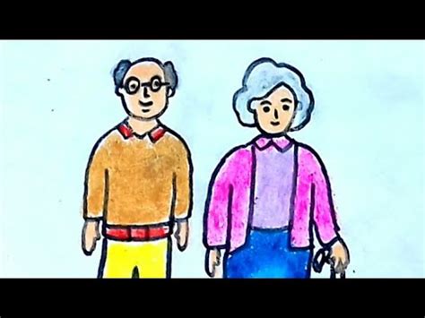 Grandparents day drawing || how to draw grandparents - YouTube