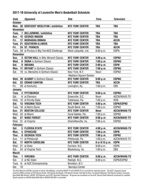 Louisville releases basketball schedule