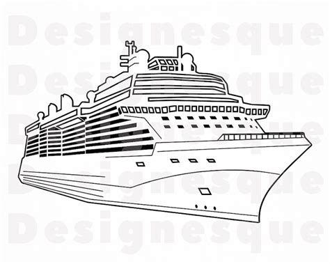 Cruise Ship Outline 2 SVG Cruise Ship SVG Cruise Ship | Etsy