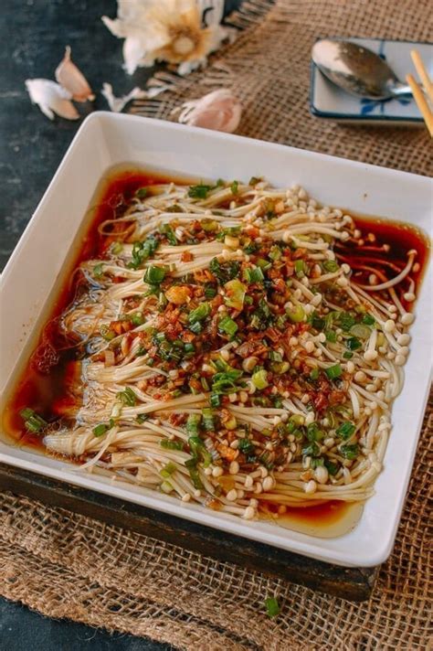 Enoki Mushrooms with Garlic & Scallion Sauce - The Woks of Life