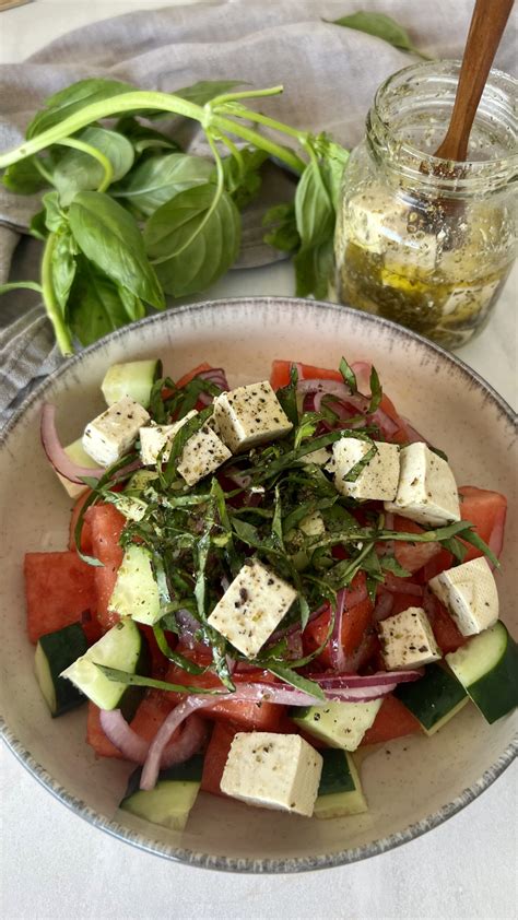 Watermelon Tofu Feta Salad - Ahimsa Plant Kitchen