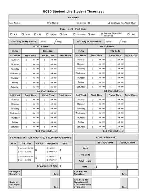 CA UCSD Student Life Student Timesheet - Fill and Sign Printable ...