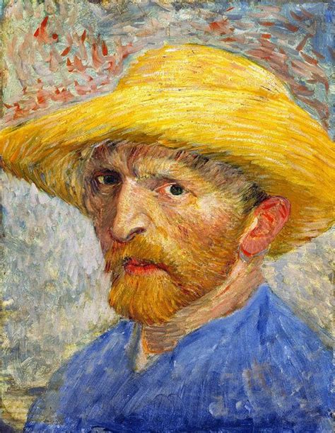 Self Portrait with Straw Hat, 1887 by Vincent Van Gogh