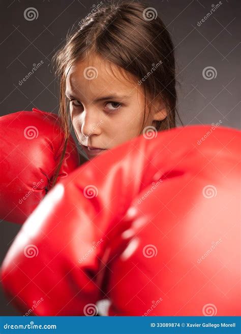 Little girl boxer stock photo. Image of glove, hair, boxer - 33089874