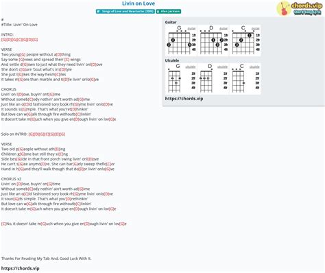 Chord: Livin on Love - tab, song lyric, sheet, guitar, ukulele | chords.vip