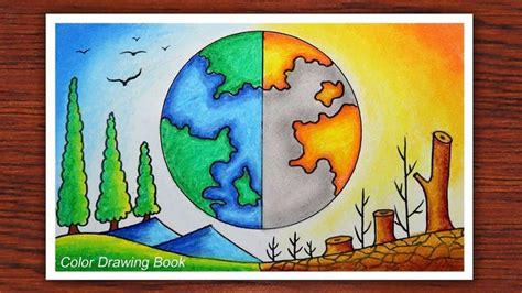 How to draw world environment day poster, Save nature drawing easy | Earth drawings, Save earth ...