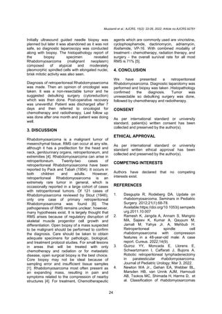 Retroperitoneal Rhabdomyosarcoma in a 48 Year Old Male Patient: A Case ...