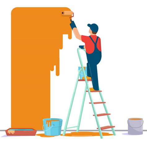 Man Painting House Clipart Image