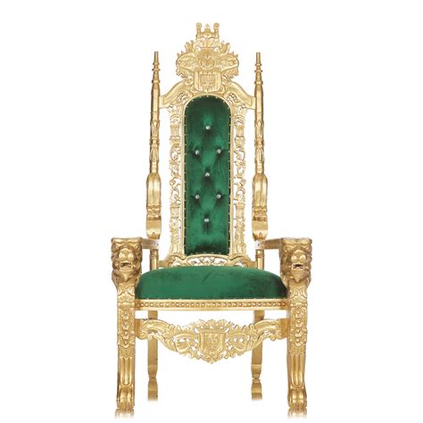 "King David" Lion Throne Chair - Emerald Green / Gold | THRONE KINGDOM