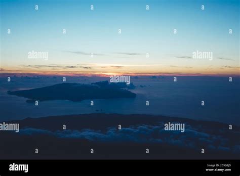 Beautiful early morning view, sunrise from Mount Pico, Azores, Portugal Stock Photo - Alamy