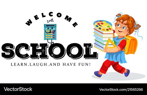 Welcome to school banner cartoon girl going Vector Image