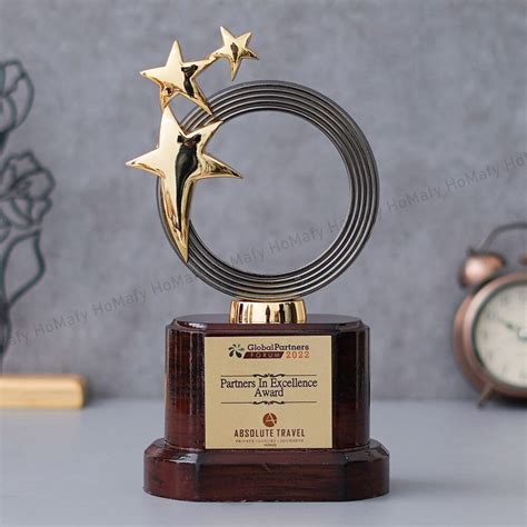 Customized Metal Trophy | Golden Star Awards | Customized Printed Awards