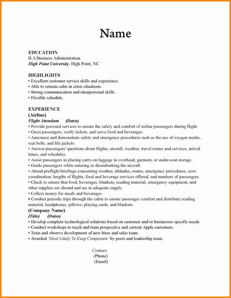 Flight Attendant Cv With No Experience – Coverletterpedia