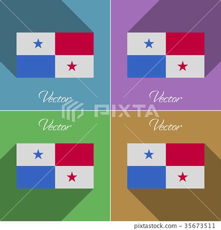 Flags Panama. Set of colors flat design and long s - Stock Illustration ...