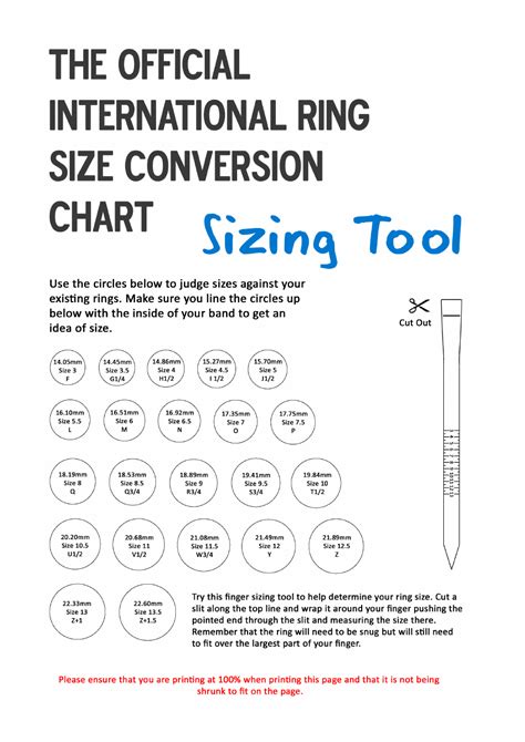 Official International Ring Size Conversion Chart Free Download