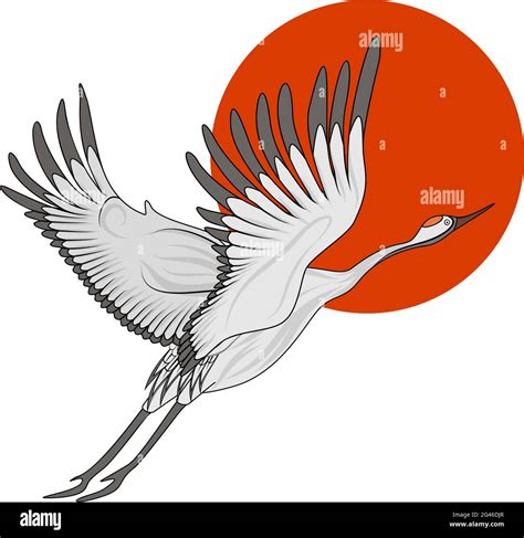 Flying crane Japanese style, vector illustration EPS 8 Stock Vector Image & Art - Alamy