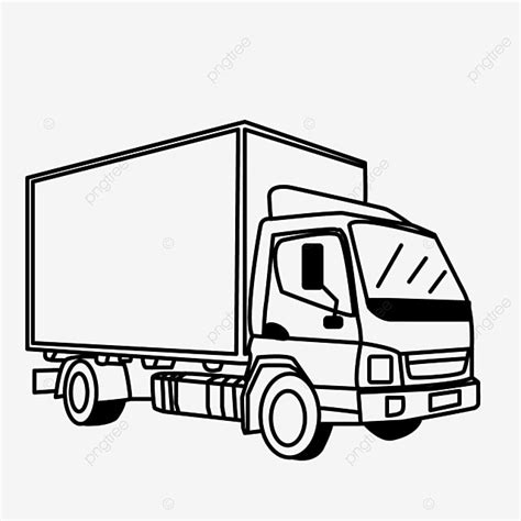 Side Transport Van Container Truck Clip Art Black And White, Lip ...