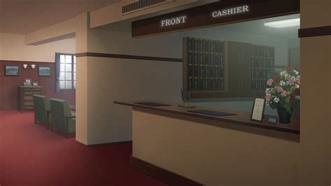 Anime Landscape: Anime Front Cashier Hotel Reception Background