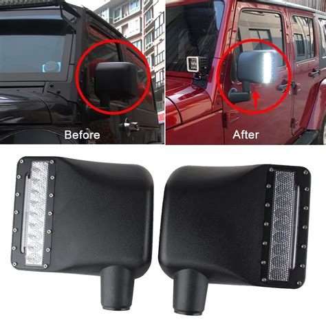 For Jeep Wrangler Accessories Side Mirrors Housing with Amber Turn ...