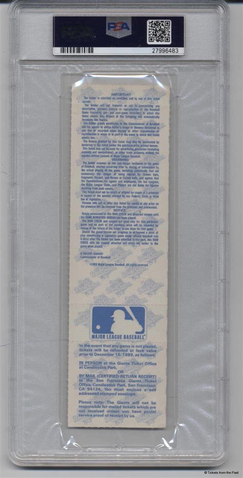 1989 World Series Ticket Game 3 (Earthquake Game) PSA 6 - Tickets From ...