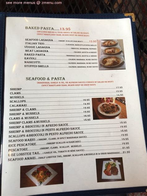 Menu at Mario's Italian Restaurant, Chambersburg