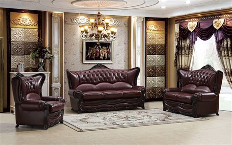 JHC Kensington Burgundy Leather Sofa Set