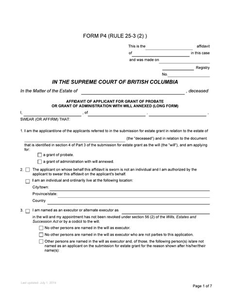 Bc Supreme Court Fillable Probate Forms - Printable Forms Free Online