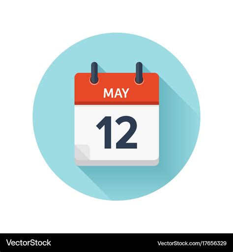 May 12 flat daily calendar icon date Royalty Free Vector