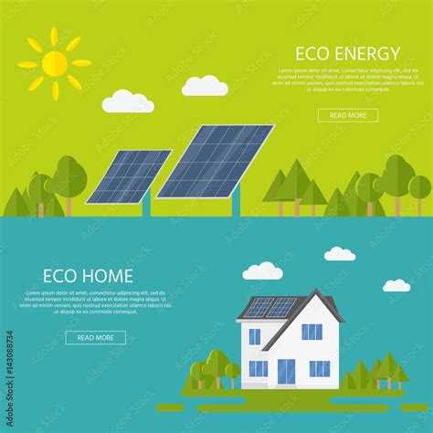 Clean modern house with solar panels. Eco friendly alternative energy. Ecosystem infographics ...